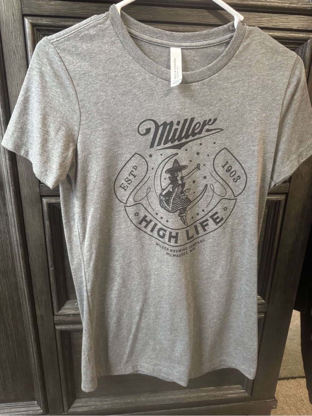 Miller high life women’s large gray shirt